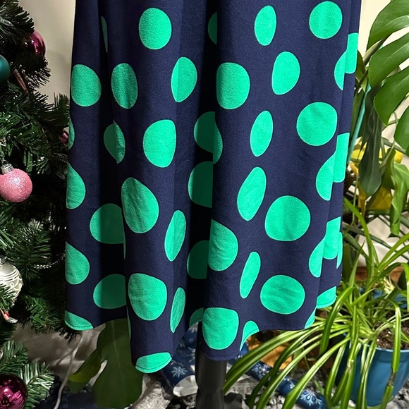 *LONDON TIMES* Blue x Green Polka Dot Sleeveless Dress Size 12 - Picture 4 of 9